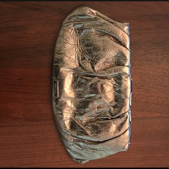 Crushed Gold Leather BCBG MaxAzria Clutch - Picture 2 of 4